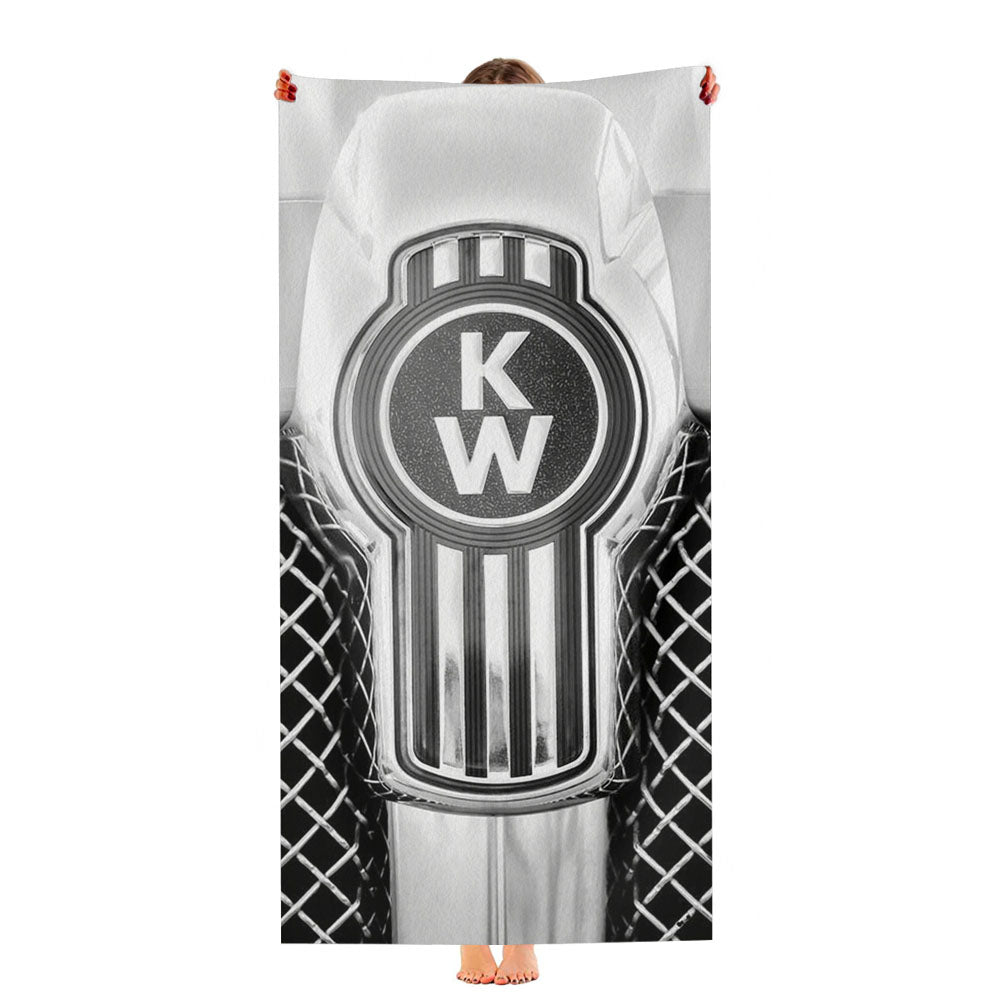 Kenworth Truck Emblem Black White Ultra-Soft Luxury Bathroom Towels