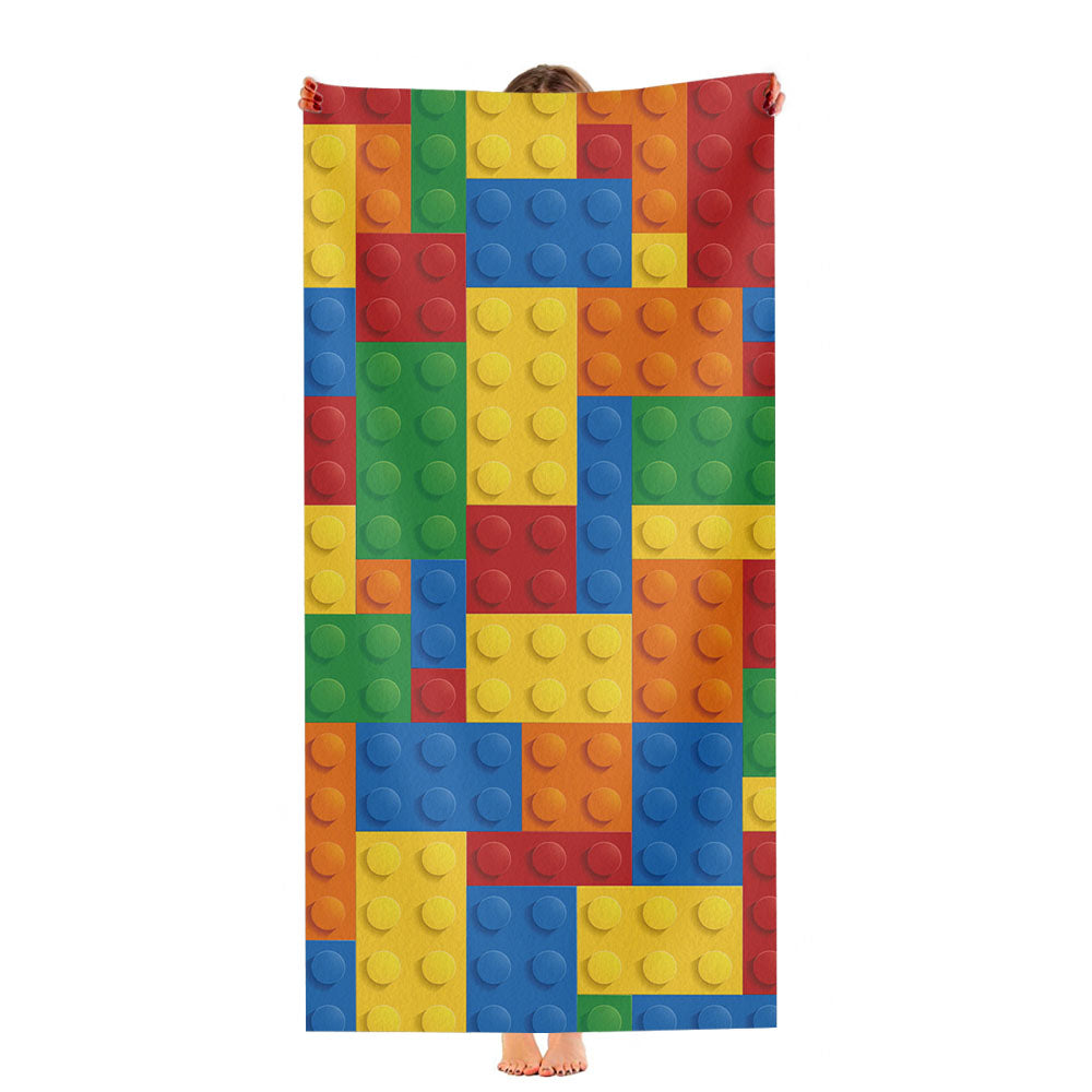 Lego Inspired Brick Pattern Custom Ultra-Soft Luxury Bathroom Towels