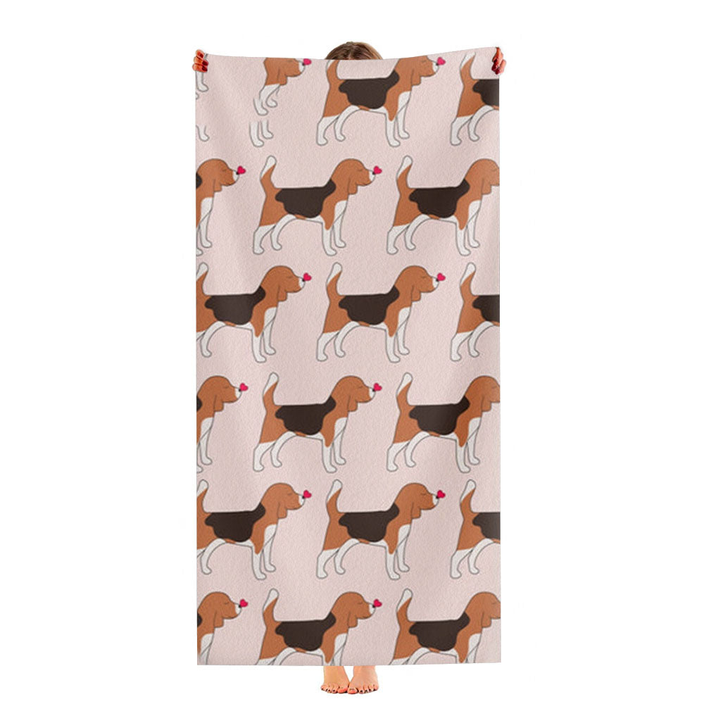 Love Beagle - Dog Pattern Ultra-Soft Luxury Bathroom Towels