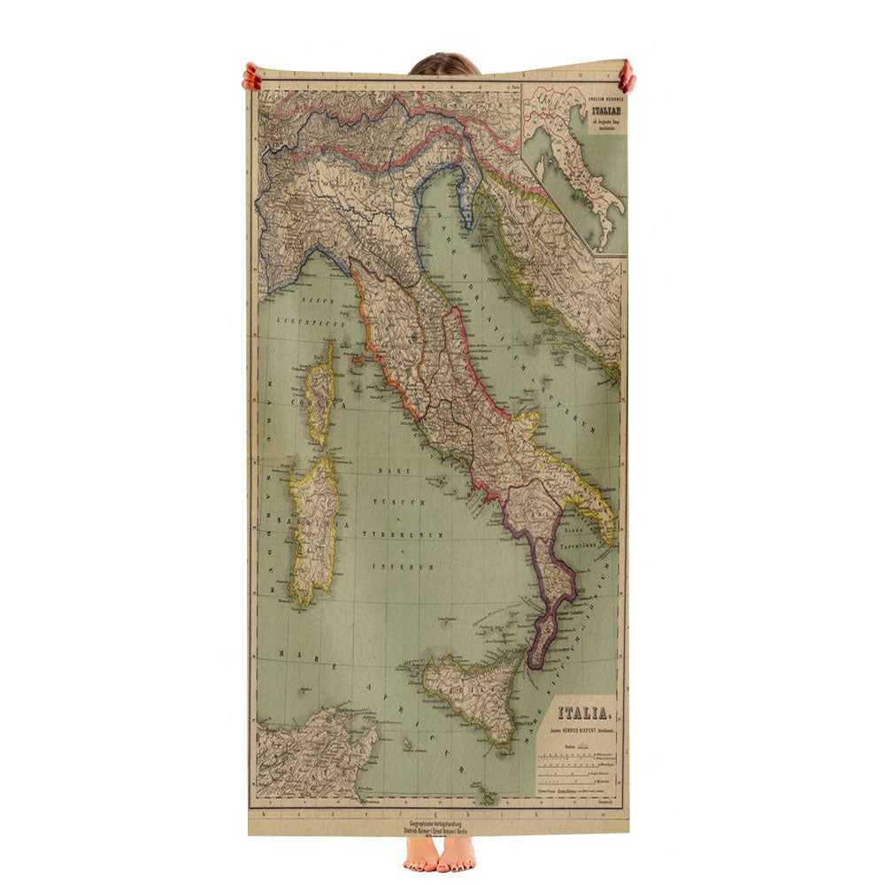 Map Of Italy From 1903 Ultra-Soft Luxury Bathroom Towels