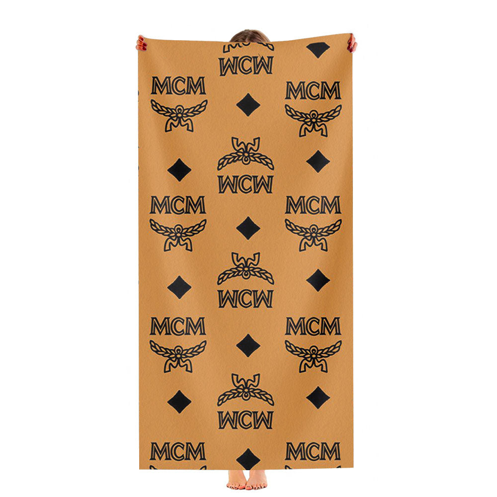 Mcm World Wide Brown Leather Pattern Ultra-Soft Luxury Bathroom Towels