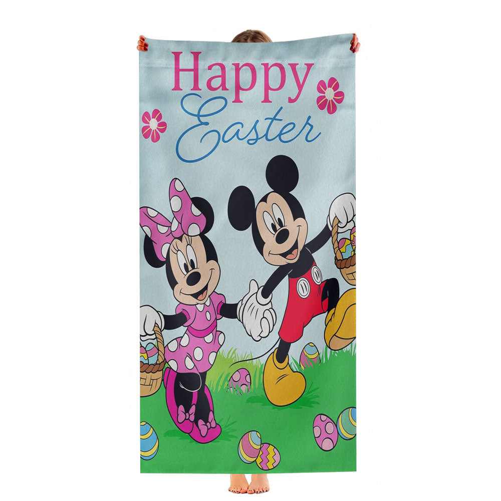 Mickey Mouse And Minnie Mouse Happy Easter Ultra-Soft Luxury Bathroom Towels