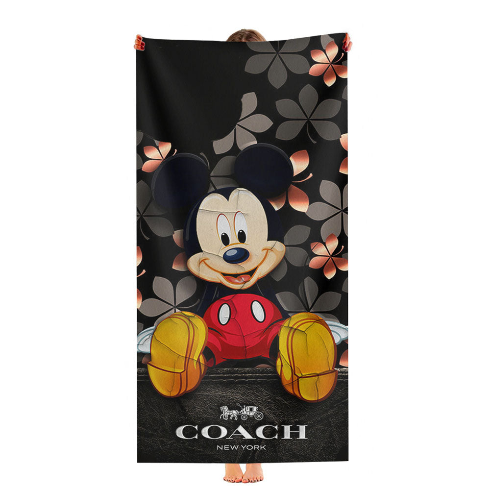 Mickey Mouse Coach Black Flowers Ultra-Soft Luxury Bathroom Towels