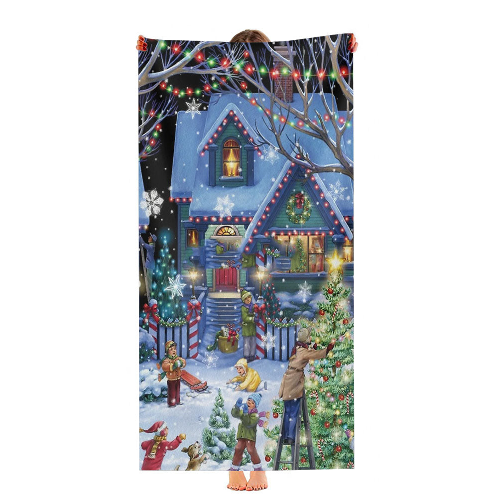 Neighborhood Christmas Decorating Ultra-Soft Luxury Bathroom Towels