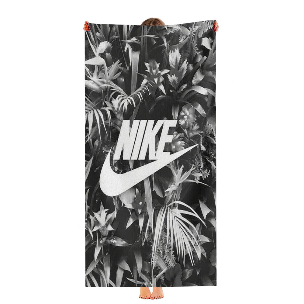 Nike Flowers Black White Ultra-Soft Luxury Bathroom Towels