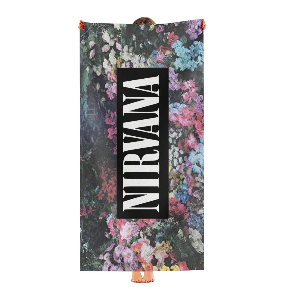 Nirvana On Floral Art Kurt Cobain Dave Grohl Ultra-Soft Luxury Bathroom Towels