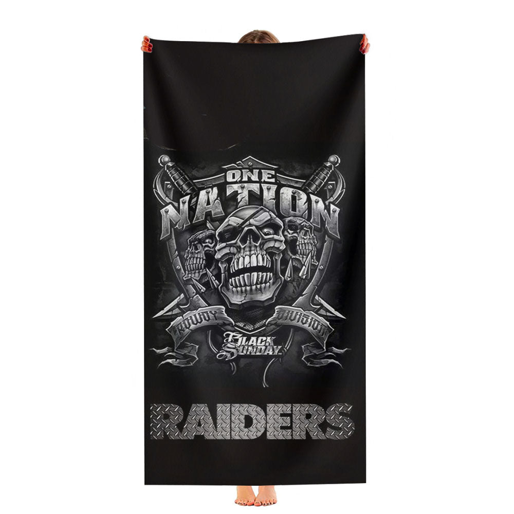Oakland Raiders Black One Nation Ultra-Soft Luxury Bathroom Towels