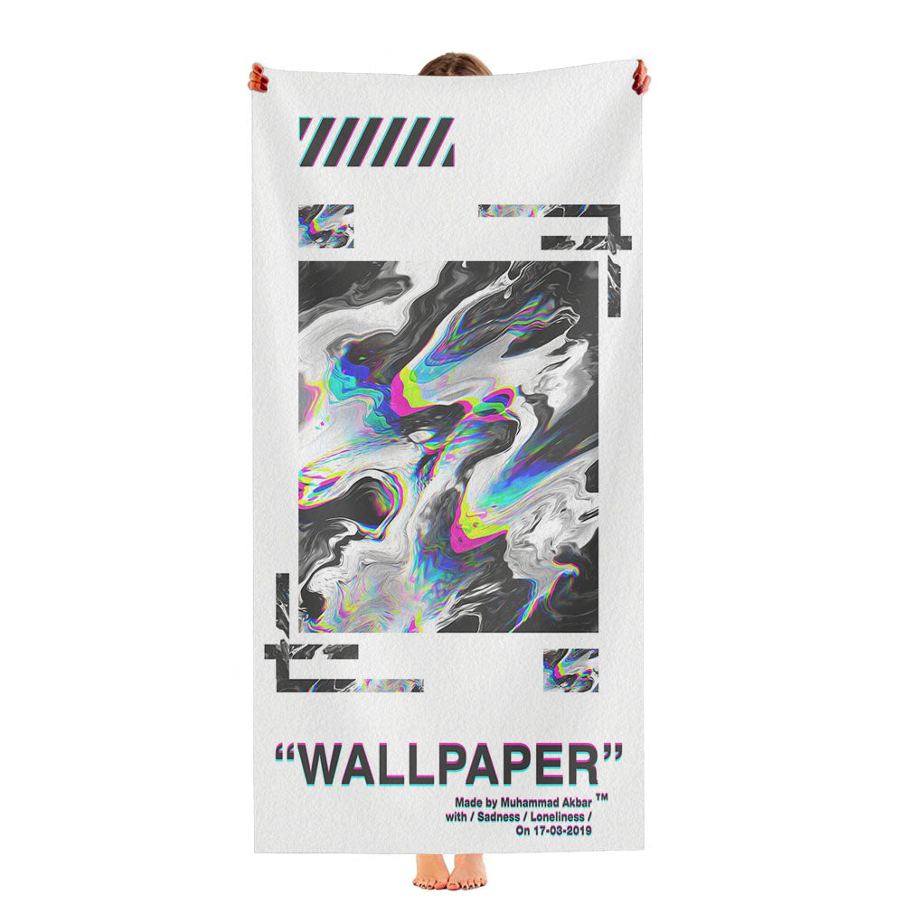 Off White Abstract White Aesthetics Ultra-Soft Luxury Bathroom Towels