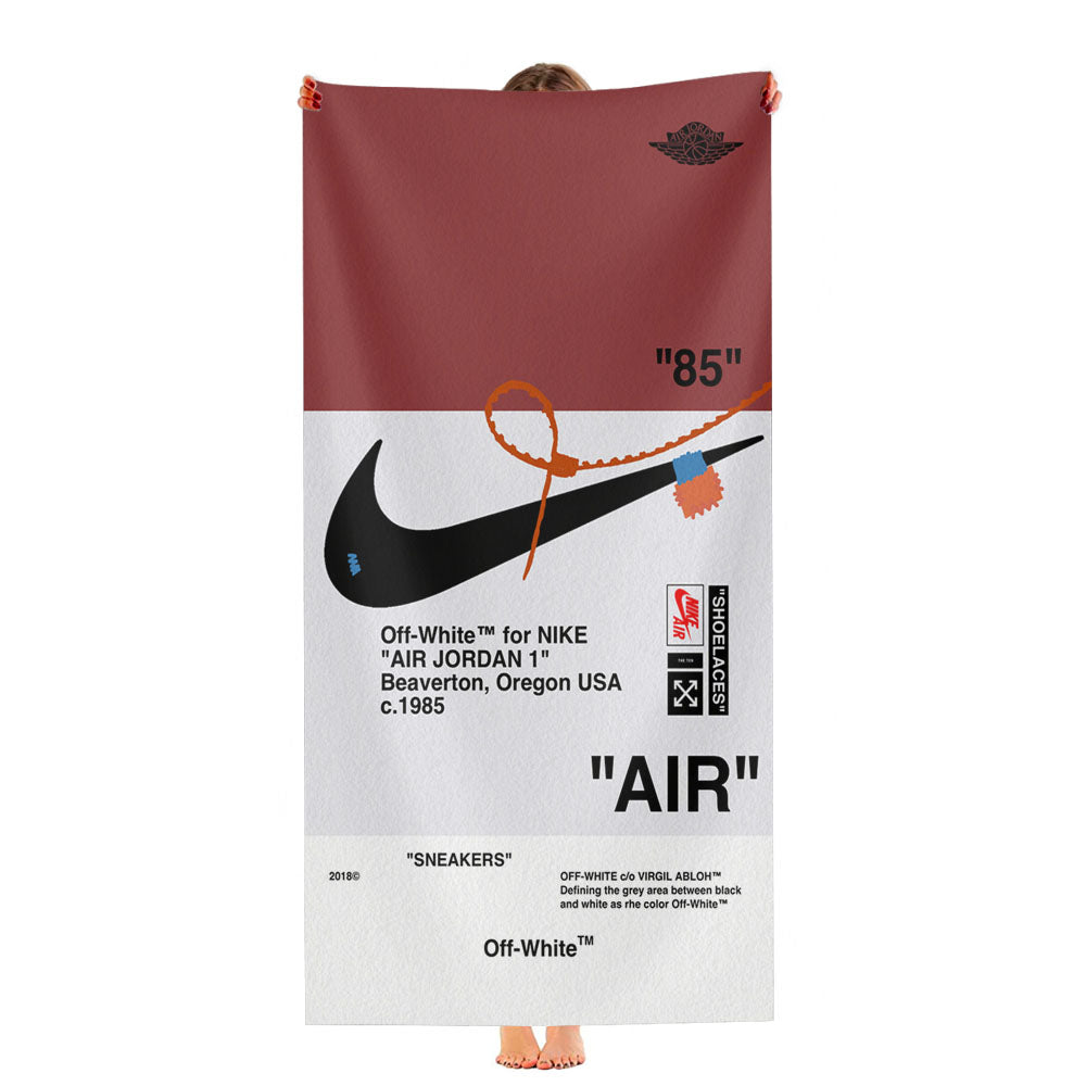Off White Nike Air Red Ultra-Soft Luxury Bathroom Towels