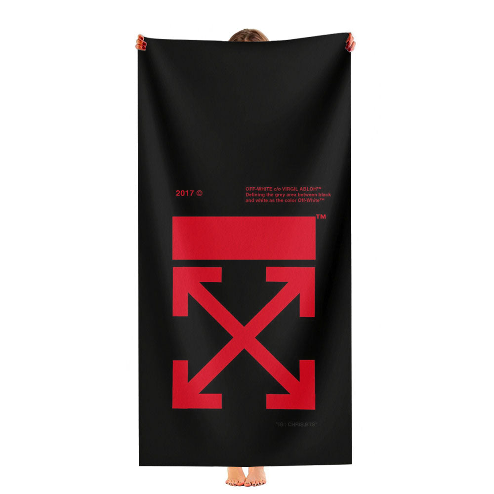 Off White Red Black Logo Wallpaper Ultra-Soft Luxury Bathroom Towels