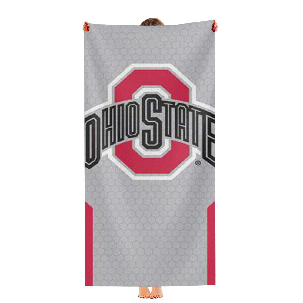 Ohio State Logo Honeycomb With Red Ultra-Soft Luxury Bathroom Towels