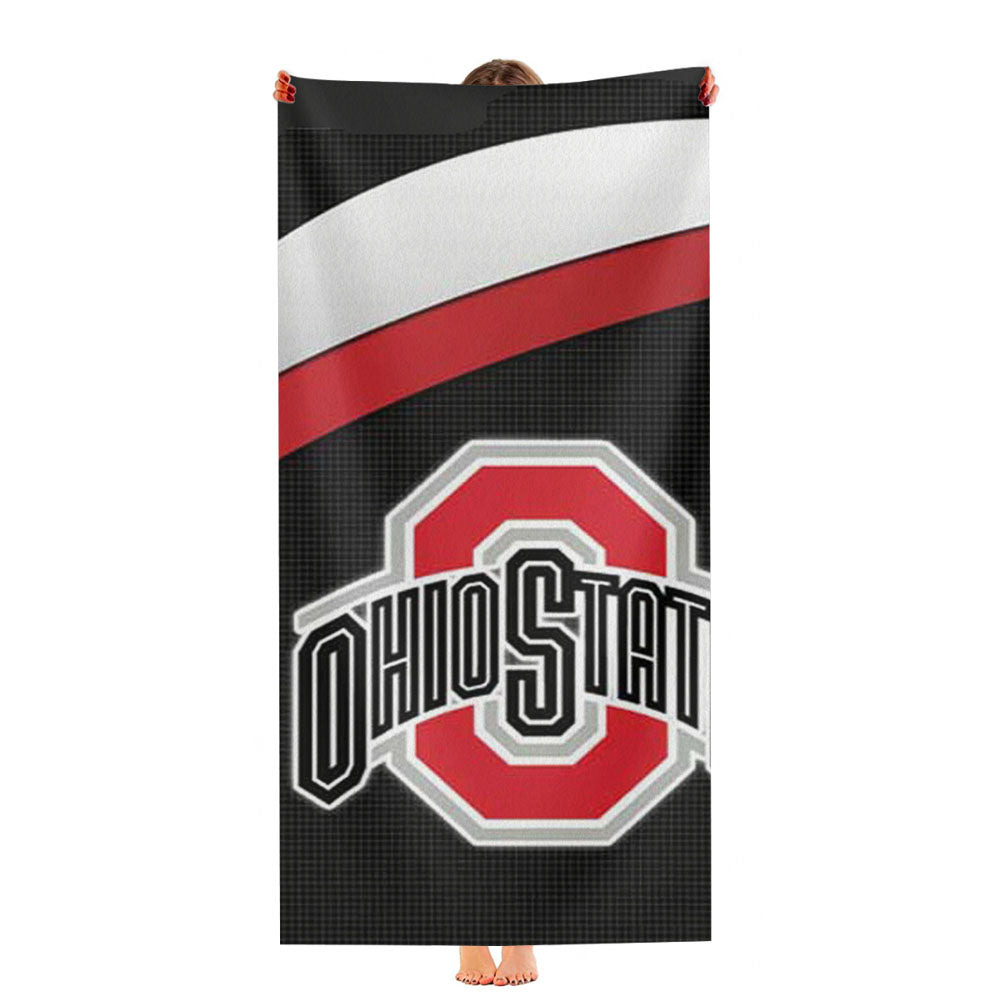 Ohio State Logo Under Stripes Ultra-Soft Luxury Bathroom Towels
