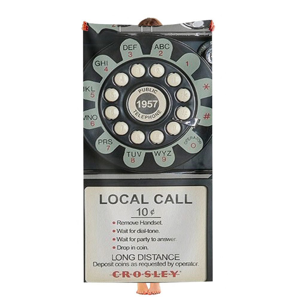 Old Payphone Retro Ultra-Soft Luxury Bathroom Towels