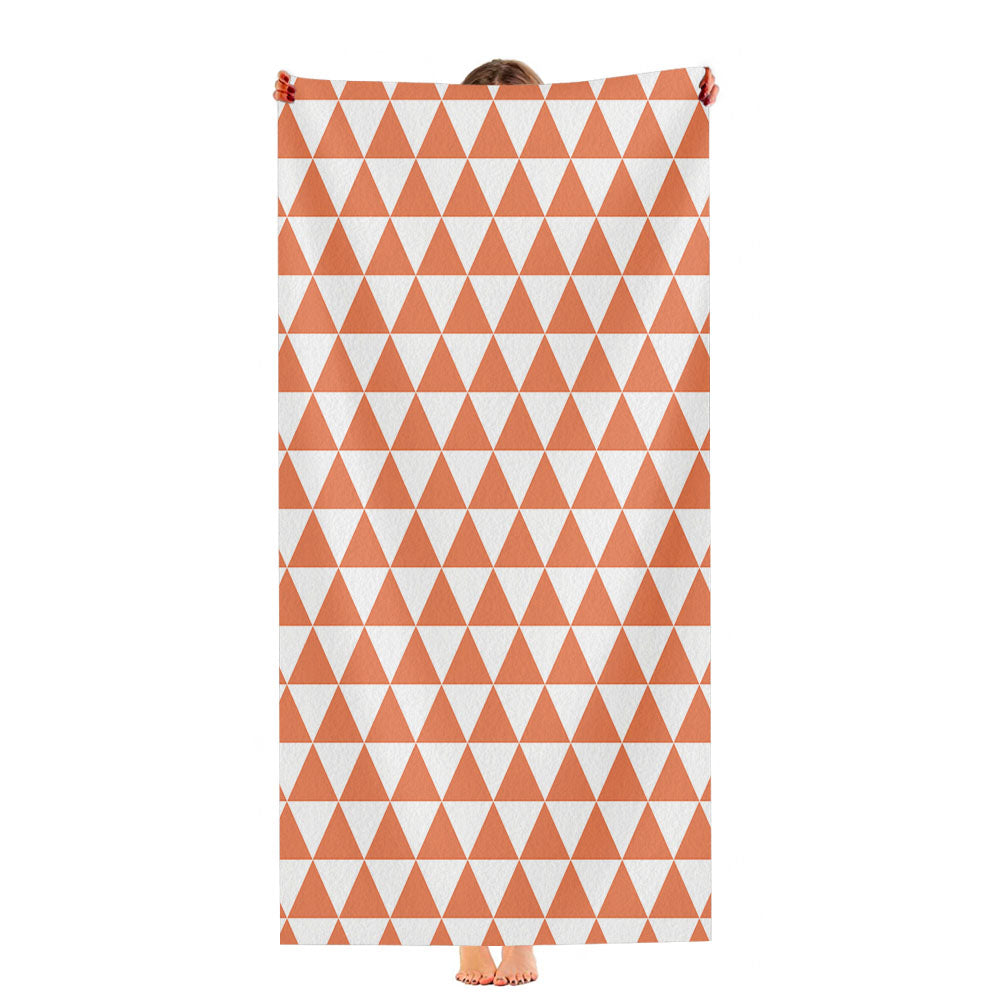 Orange And White Triangle Shape Pattern Geometric Ultra-Soft Luxury Bathroom Towels