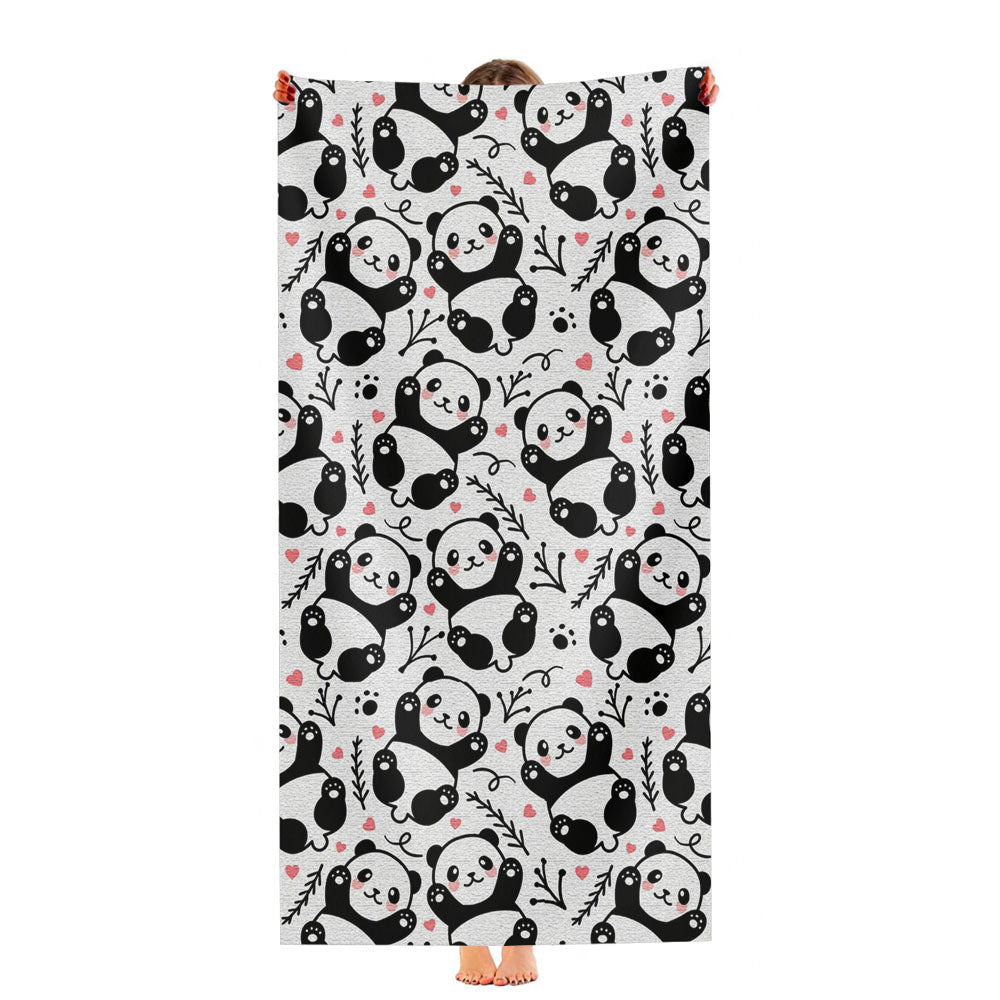 Panda Love And Cute Pattern Ultra-Soft Luxury Bathroom Towels