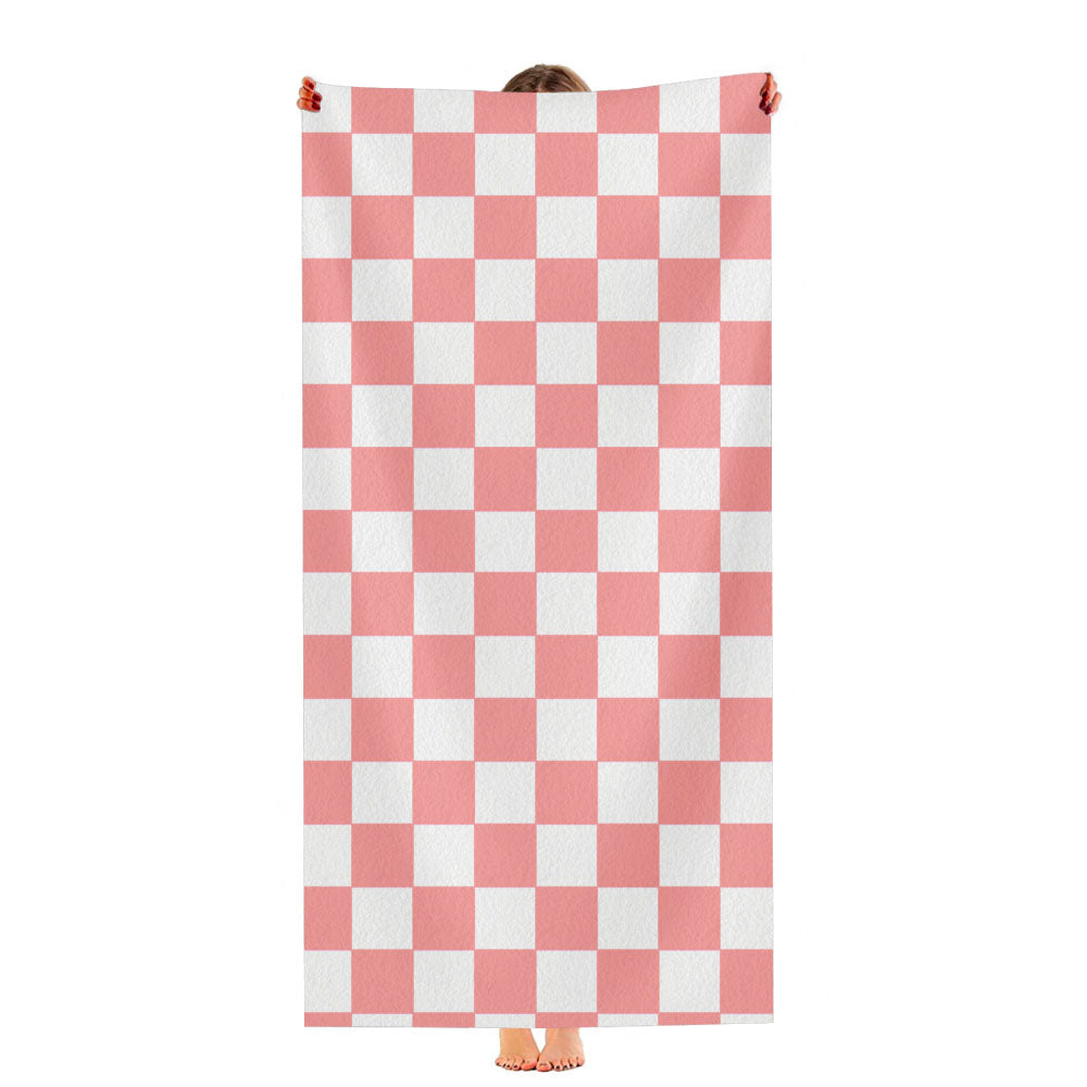 Peach Checkered Board Pattern Color Ultra-Soft Luxury Bathroom Towels