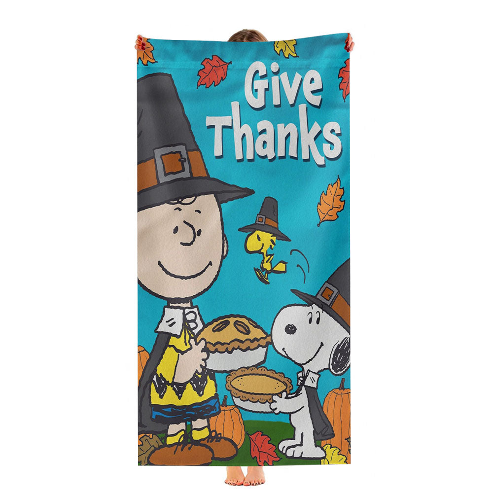 Peanuts Charlie Brown And Snoopy Thanksgiving Ultra-Soft Luxury Bathroom Towels