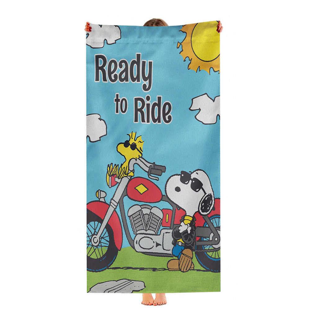 Peanuts Motorcycle Joe Snoopy Ready To Ride Ultra-Soft Luxury Bathroom Towels