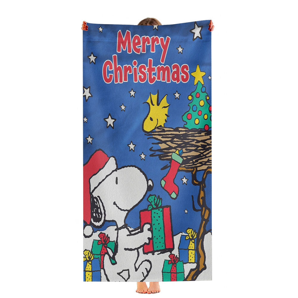 Peanuts Snoopy And Woodstock Christmas 2 Ultra-Soft Luxury Bathroom Towels