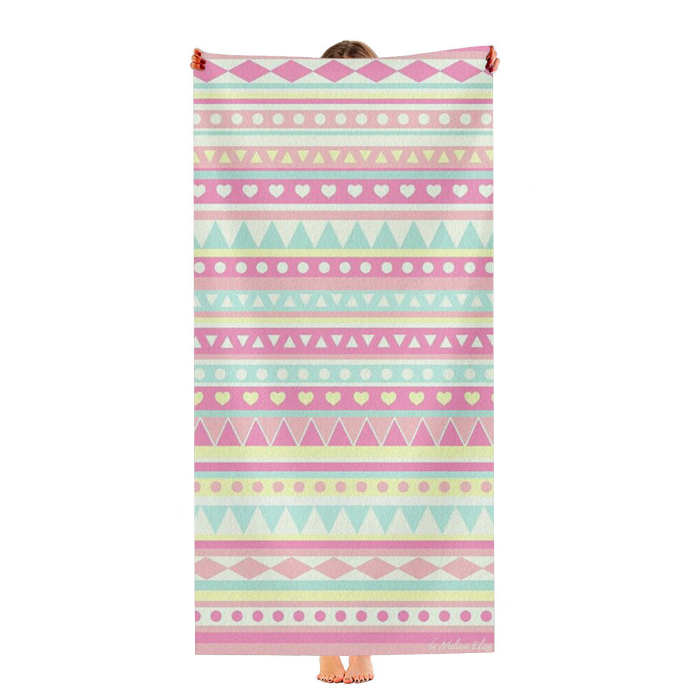 Pink Love Streach Pattern Ultra-Soft Luxury Bathroom Towels