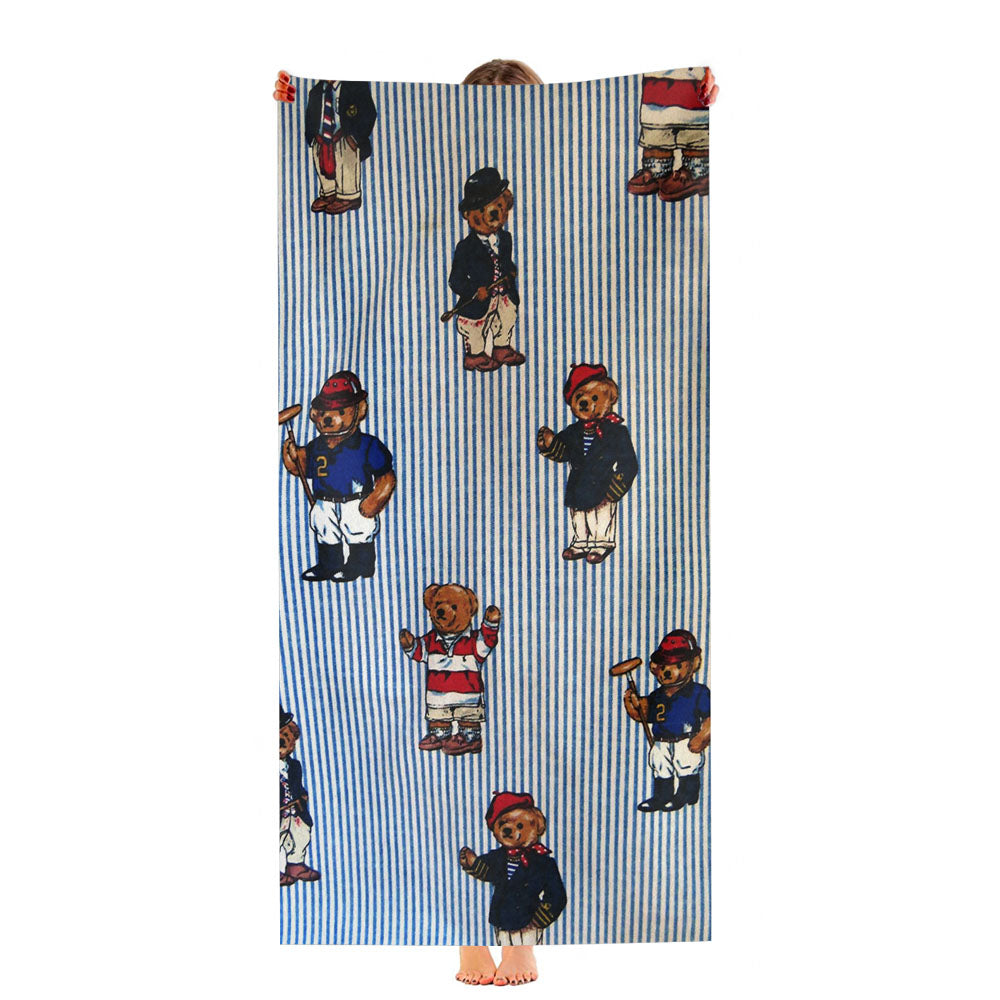 Polo Bear Linen Blue White Collection Ultra-Soft Luxury Bathroom Towels