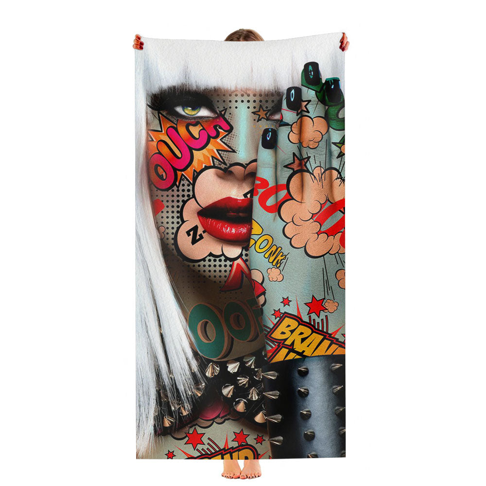 Pop Art Women Pattern Comic Style Ultra-Soft Luxury Bathroom Towels