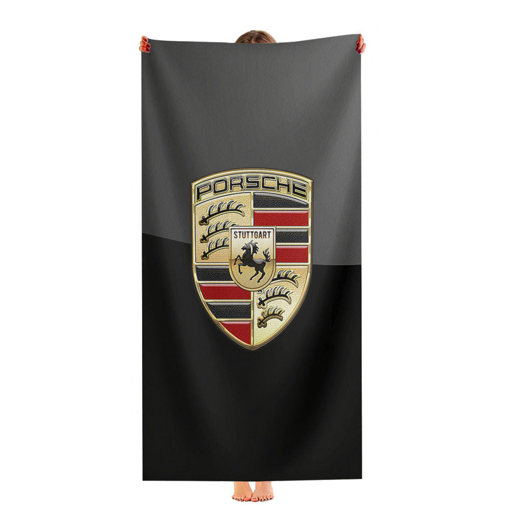 Porsche Badge Logo On Black Serge Ver Bukh Ultra-Soft Luxury Bathroom Towels
