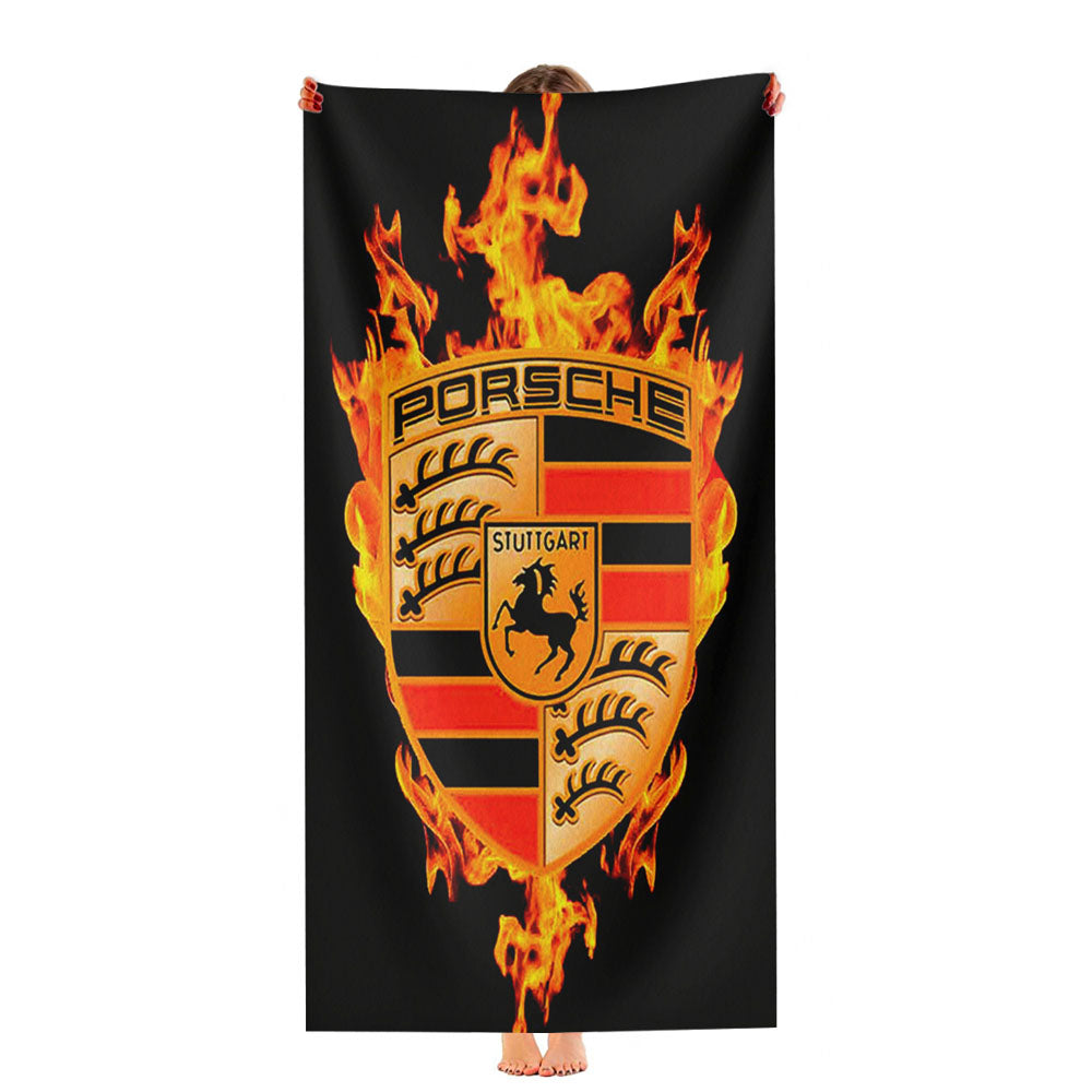 Porsche Logo Decals Fire Ultra-Soft Luxury Bathroom Towels