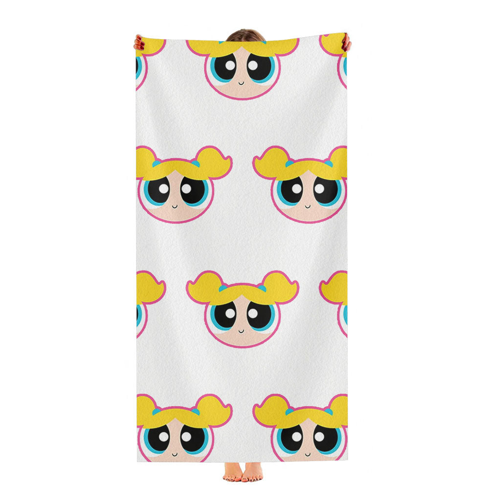 Powerpuff Girls Bubbles Head Pattern Ultra-Soft Luxury Bathroom Towels