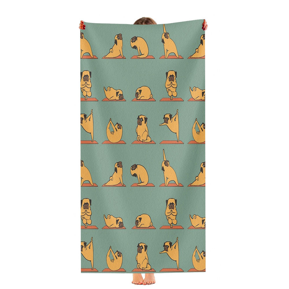 Pug Yoga Pattern Ultra-Soft Luxury Bathroom Towels