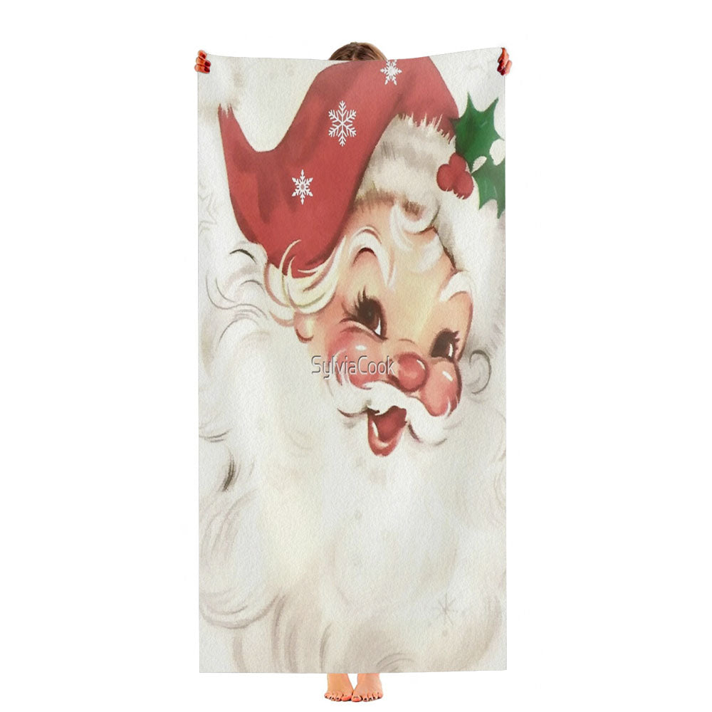 Red Retro Vintage Santa Ultra-Soft Luxury Bathroom Towels