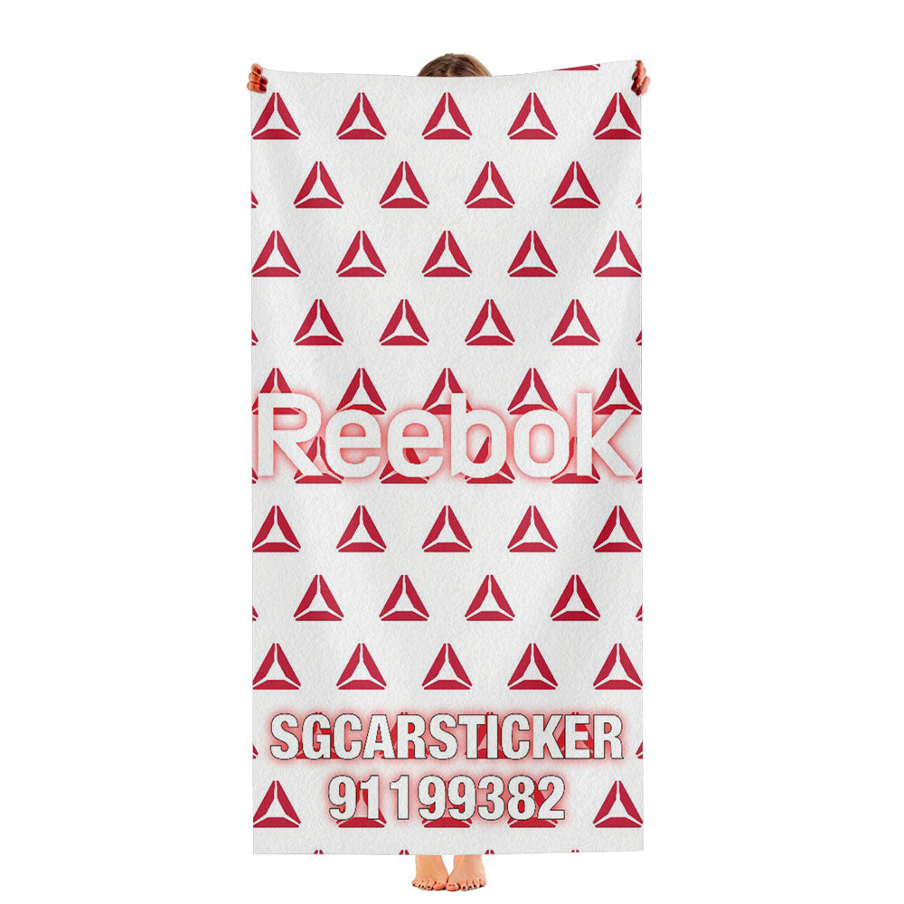 Reebok Logo Pattern Ultra-Soft Luxury Bathroom Towels