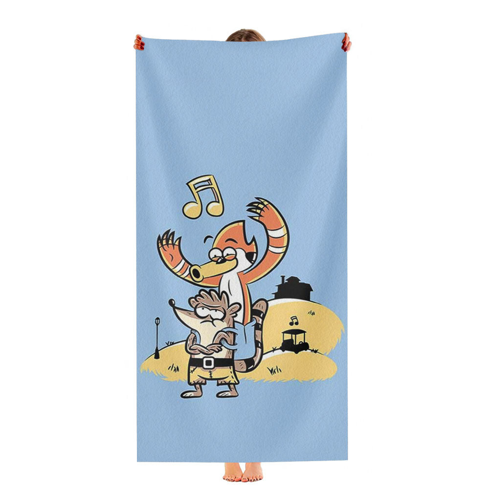 Rigby And Mordecai As Banjo And Kazooie Ultra-Soft Luxury Bathroom Towels