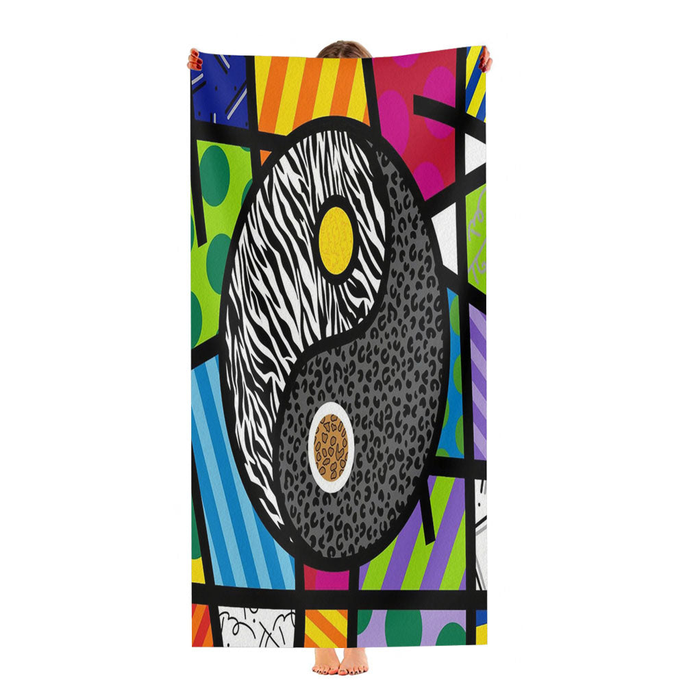 Romero Britto Yin Yang Wallpaper Ultra-Soft Luxury Bathroom Towels