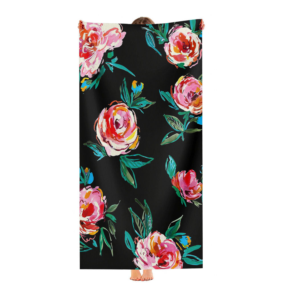 Rose Watercolor Pattern Ultra-Soft Luxury Bathroom Towels