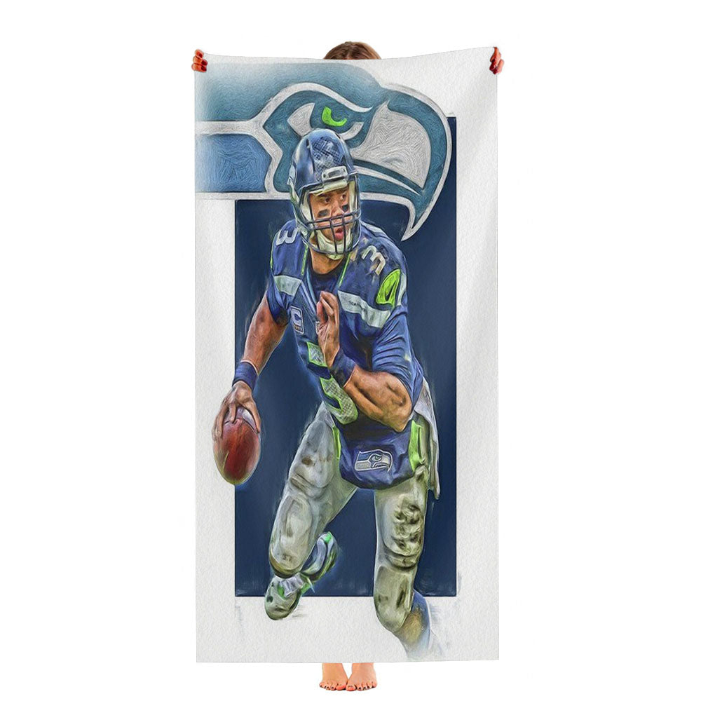 Russell Wilson Seattle Seahawks Oil Art Ultra-Soft Luxury Bathroom Towels