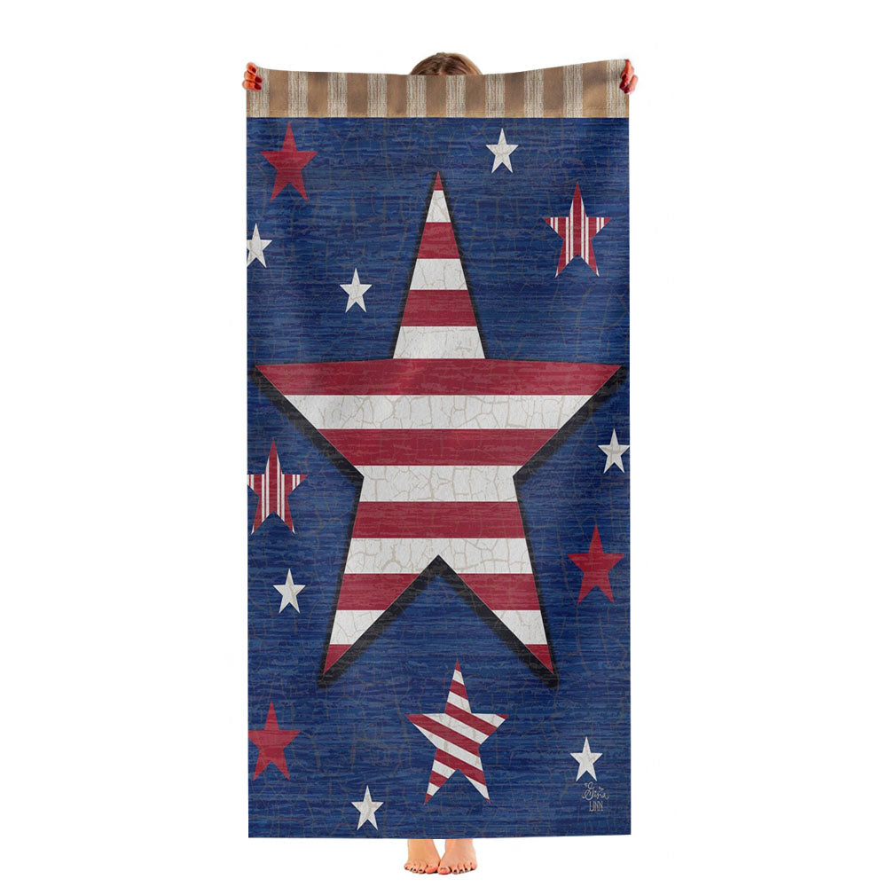 Rustic Patriotic Star Ultra-Soft Luxury Bathroom Towels