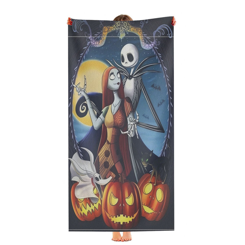 Sally And Zero Halloween And Christmas Ultra-Soft Luxury Bathroom Towels