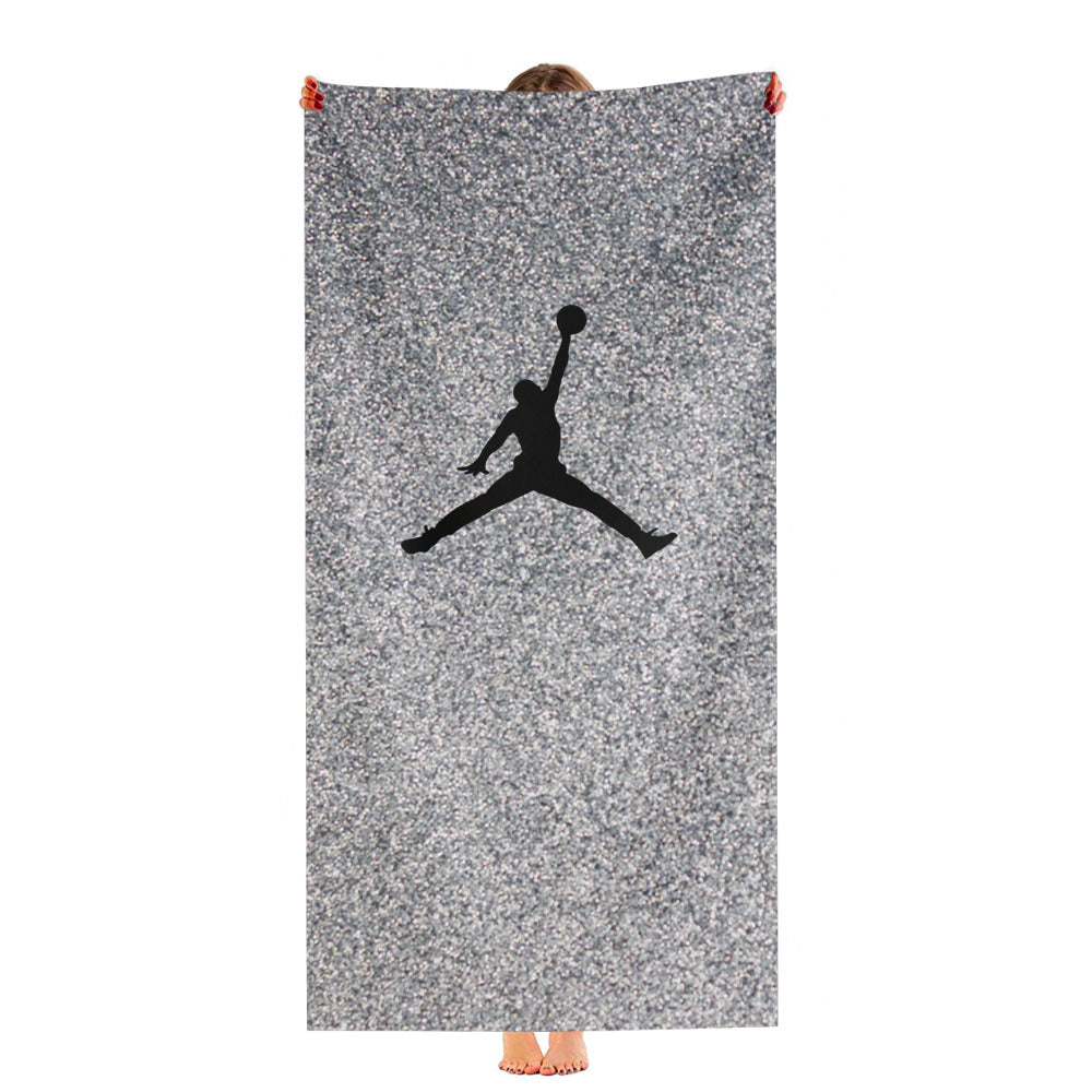 Silver Glitter Air Jordan Logo Ultra-Soft Luxury Bathroom Towels