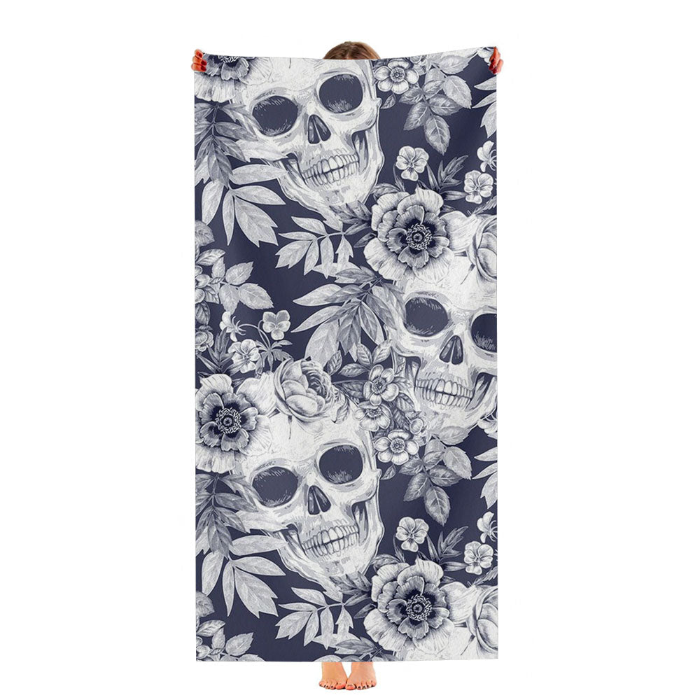 Skull Pattern On Grey Forest Ultra-Soft Luxury Bathroom Towels