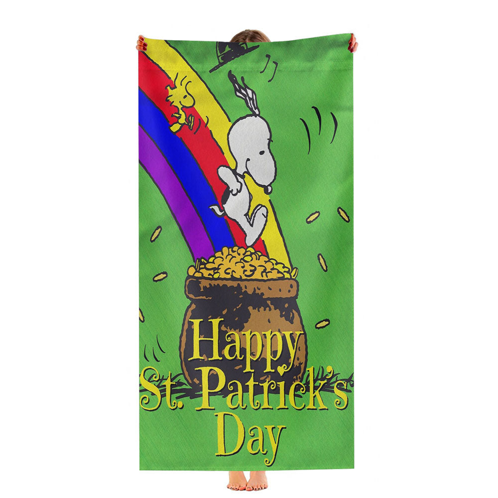 Snoopy And Woodstock St Patricks Day Pot Of Gold Ultra-Soft Luxury Bathroom Towels