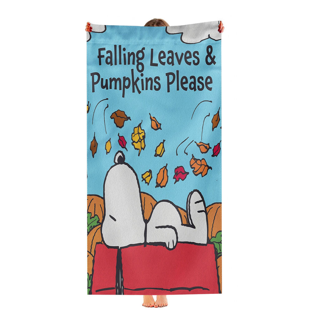 Snoopy Falling Leaves Ultra-Soft Luxury Bathroom Towels