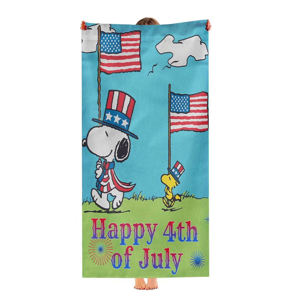 Snoopy Patriotic July 4Th Ultra-Soft Luxury Bathroom Towels