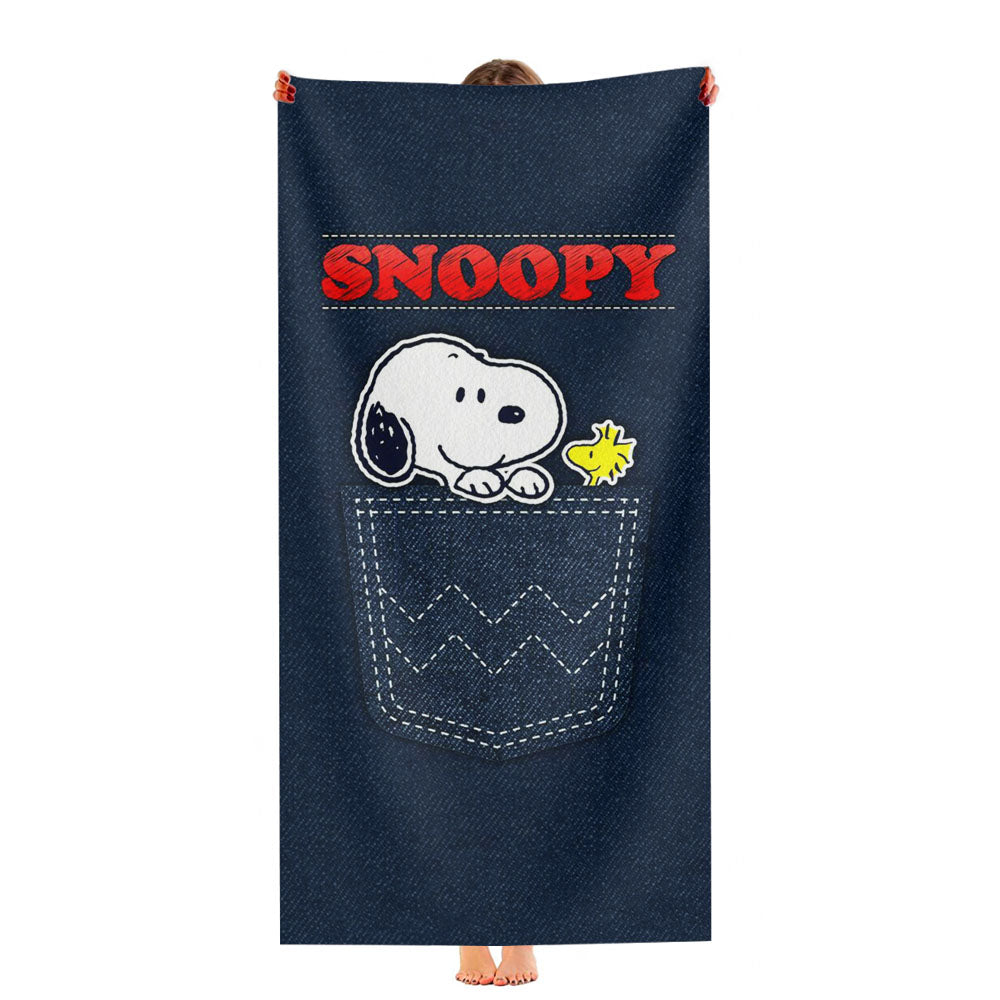 Snoopy Peanuts Pants Denim Pocket Ultra-Soft Luxury Bathroom Towels