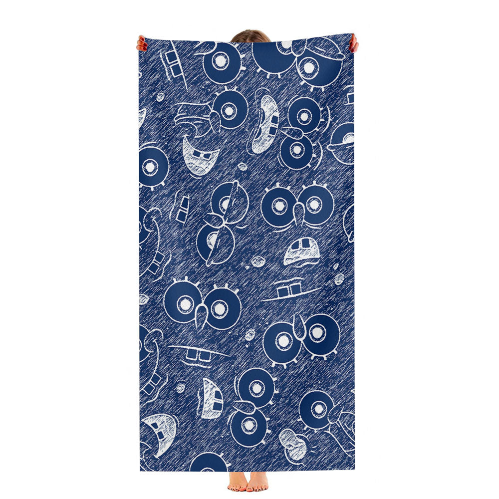 Spongbob Face Pattern Navy Ultra-Soft Luxury Bathroom Towels