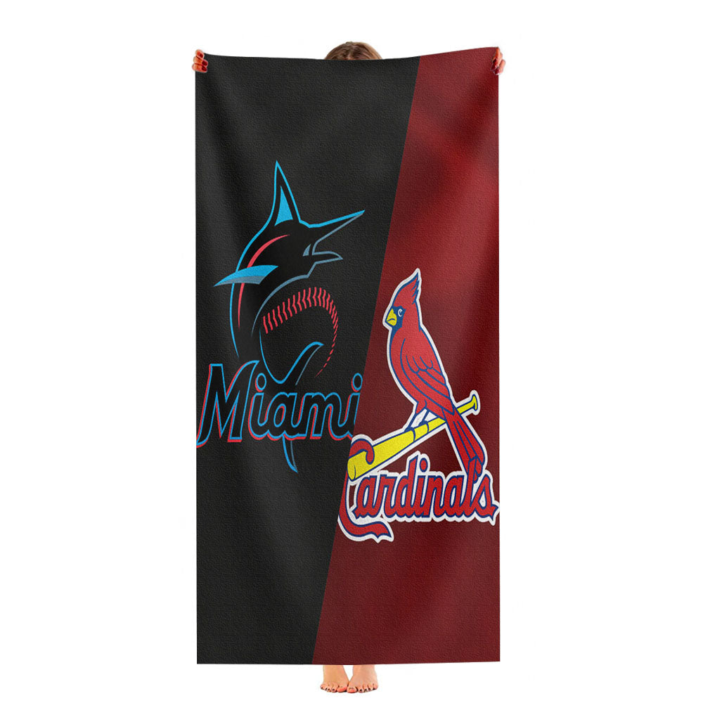 St Louis Cardinals X Miami Marlins Emblem Ultra-Soft Luxury Bathroom Towels