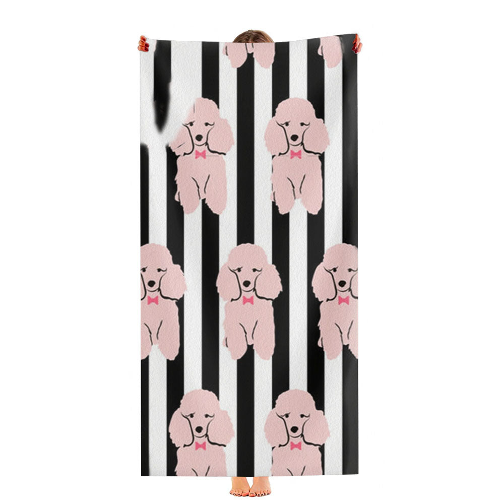 Striped Poodle - Dog Pattern Ultra-Soft Luxury Bathroom Towels