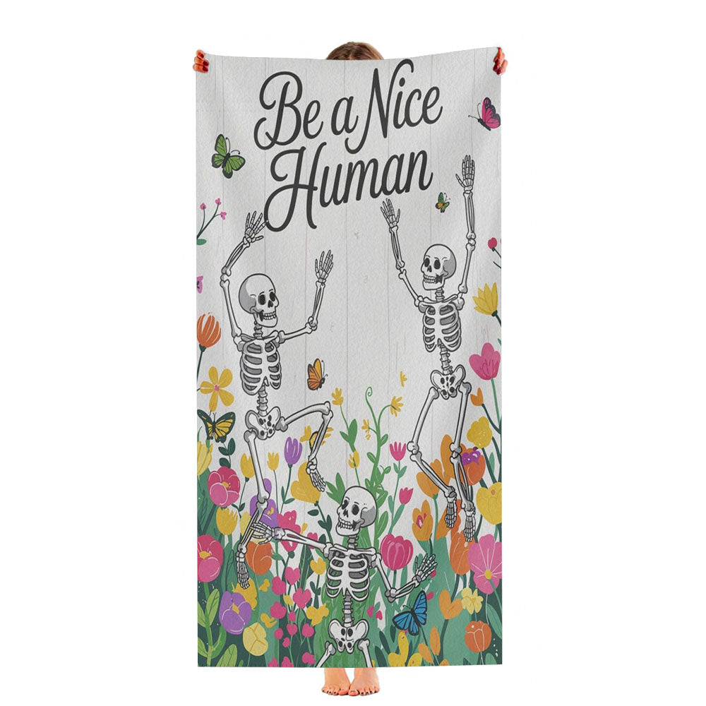 Summer Floral Skeletons Ultra-Soft Luxury Bathroom Towels