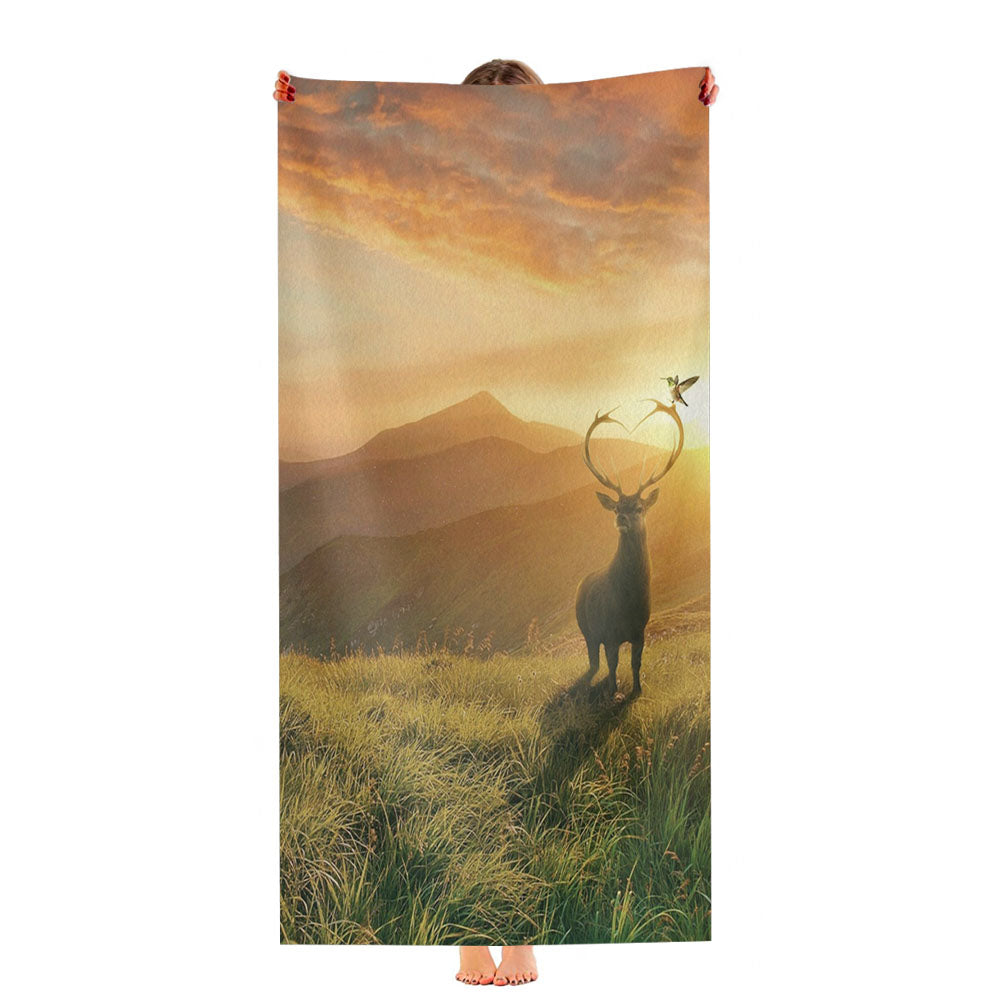 Sunset Deer Mountains Ultra-Soft Luxury Bathroom Towels