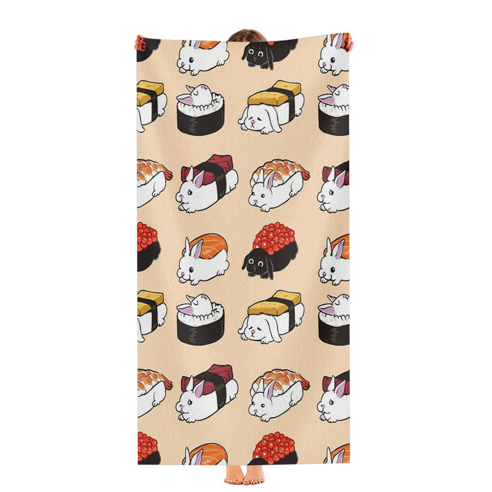 Sushi Bunnies Cute Pattern Ultra-Soft Luxury Bathroom Towels
